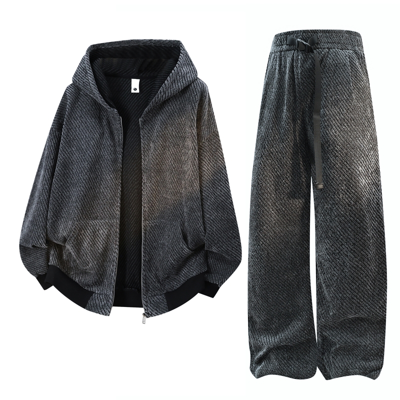 Men'S Fashion Zipper Hoodie - Men's Casual 2-Piece Sportswear Set Streetwear
