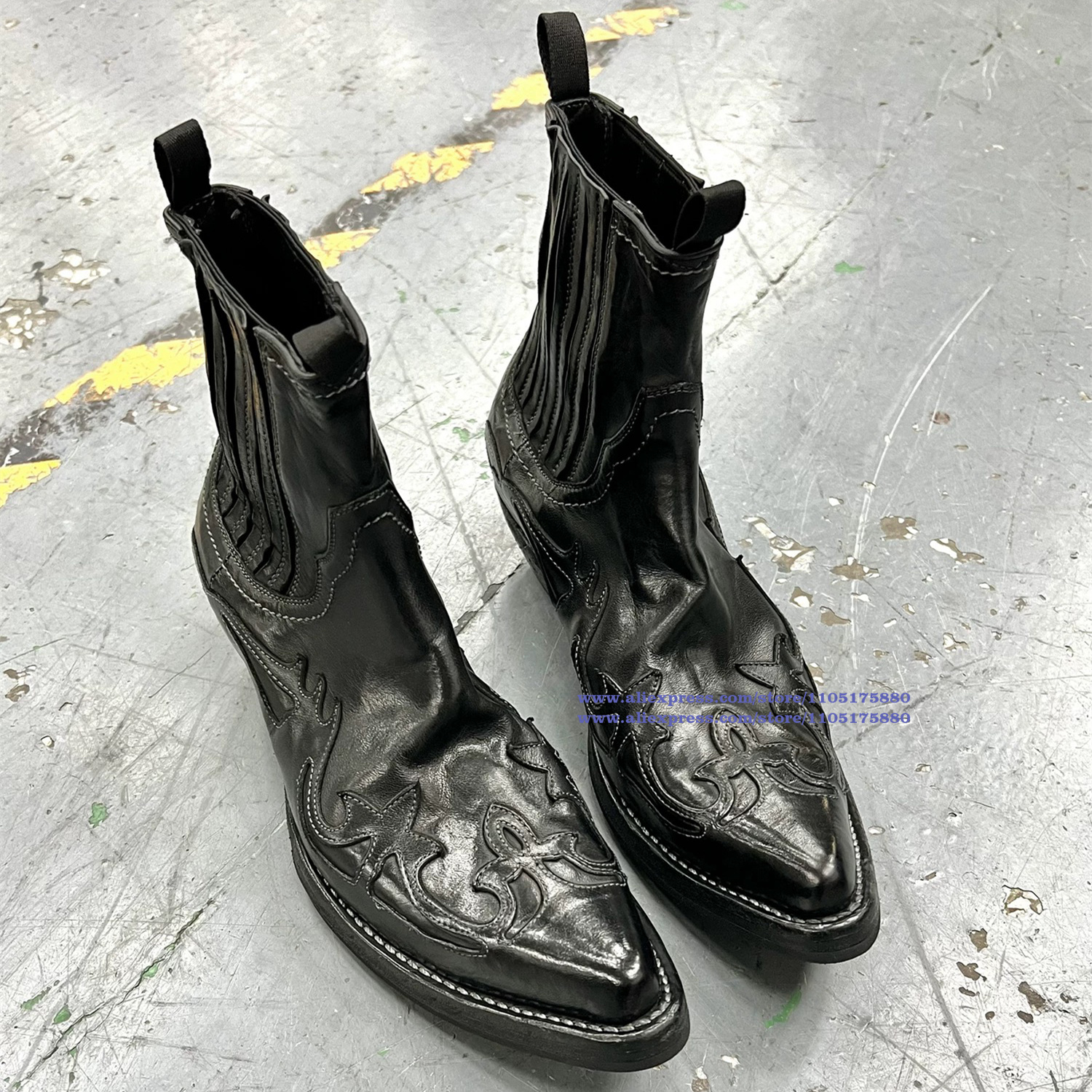 Chelsea Boots Men - Embroidered Chelsea Boots Black Leather Men's