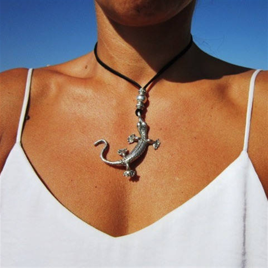 Mens Fashion Store - lizard necklace Pendant Necklace Punk Biker