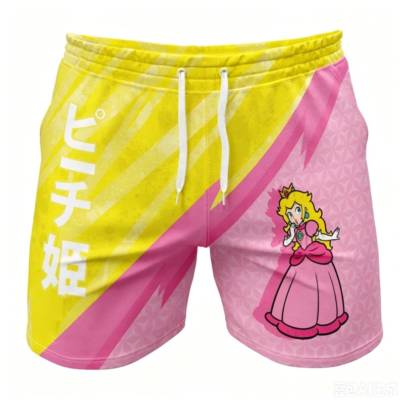 Swim Trunk Shorts - Super Mario Bros 3DPrint Shorts Peach