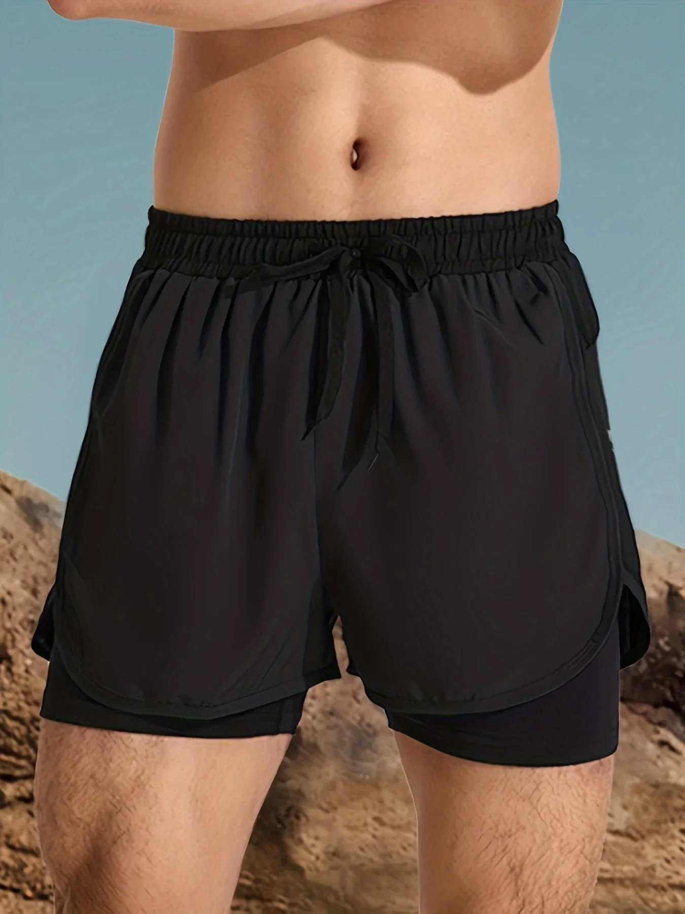 Swim Trunk Shorts - Men's Aloe Pants Athletic Shorts Two-Layer
