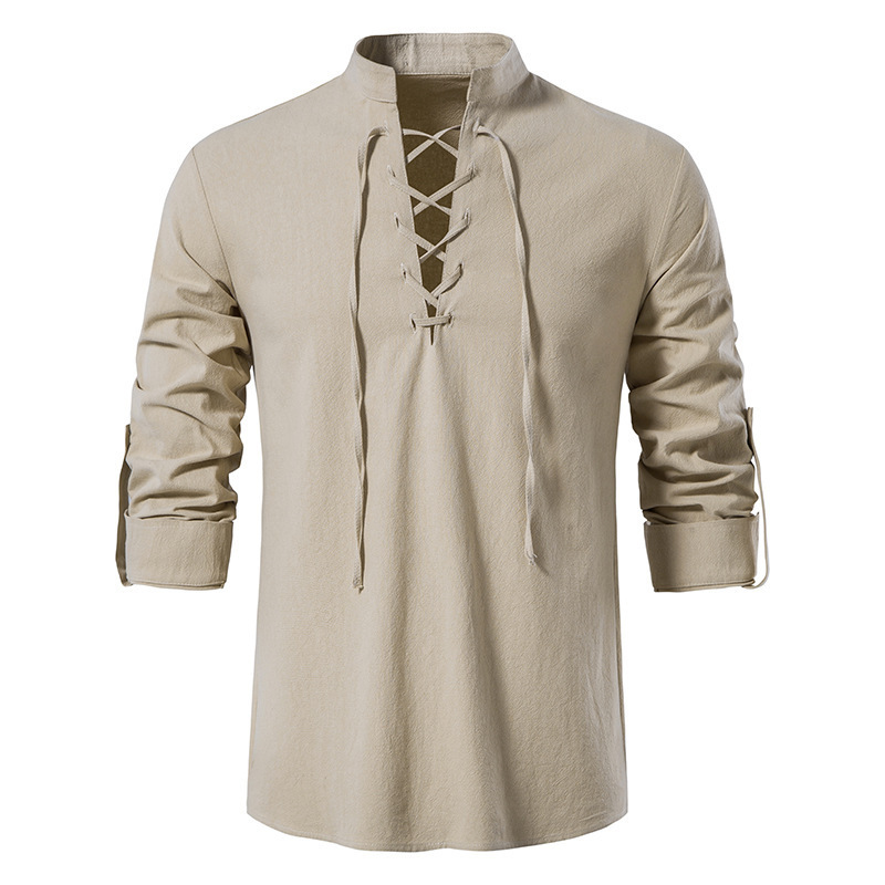 Men's Medieval Lace Up Cotton  - Mens Fashion Vintage recension och pris