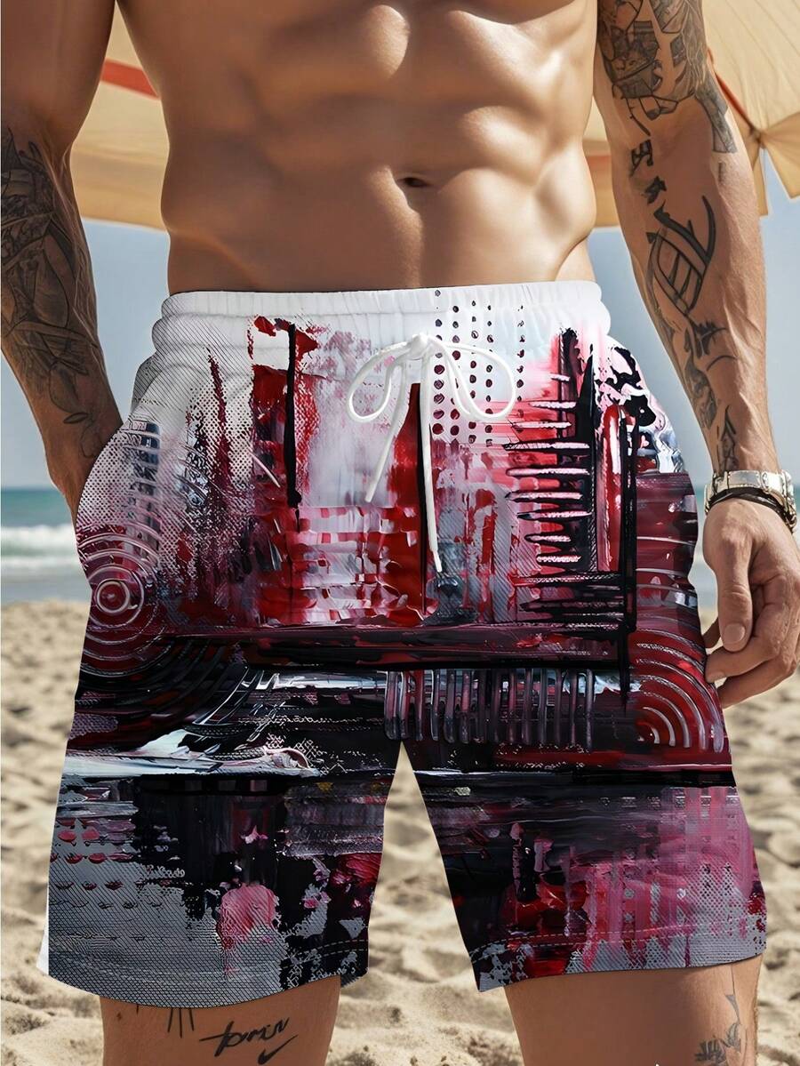 Mens Abstract Print Beach Shor - Swim Trunk Shorts recension och pris