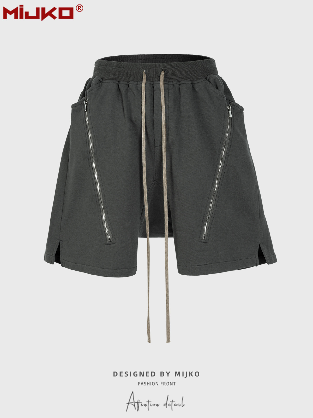 MIJKO Black Dark Grey Shorts M - Mens Fashion Dark Grey Pants recension och pris