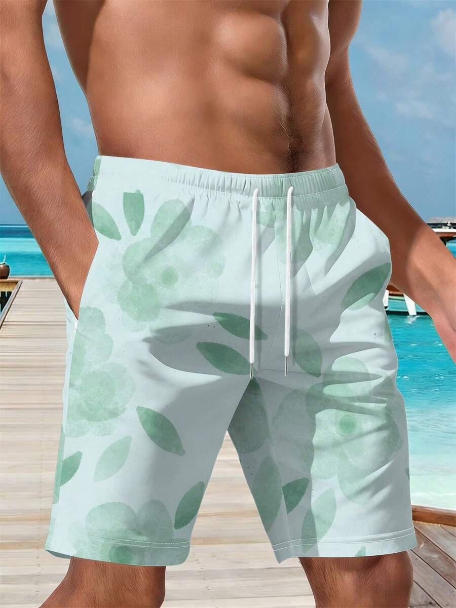 Mens Floral Print Beach Shorts - Swim Trunk Shorts recension och pris