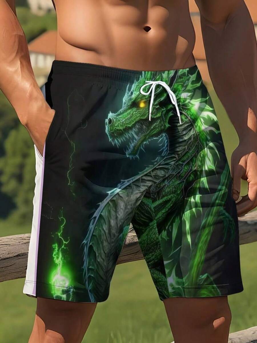 Mens Dragon Print Drawstring W - Swim Trunk Shorts recension och pris