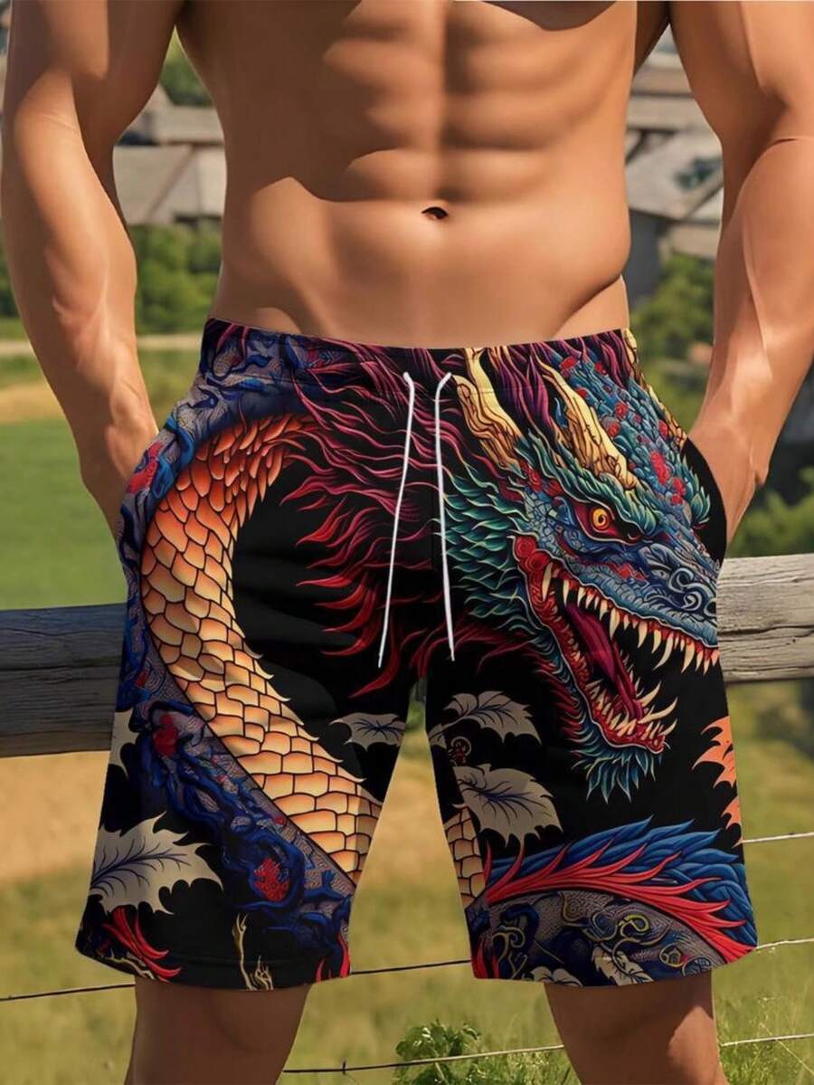 Mens Dragon Print Drawstring W - Swim Trunk Shorts recension och pris