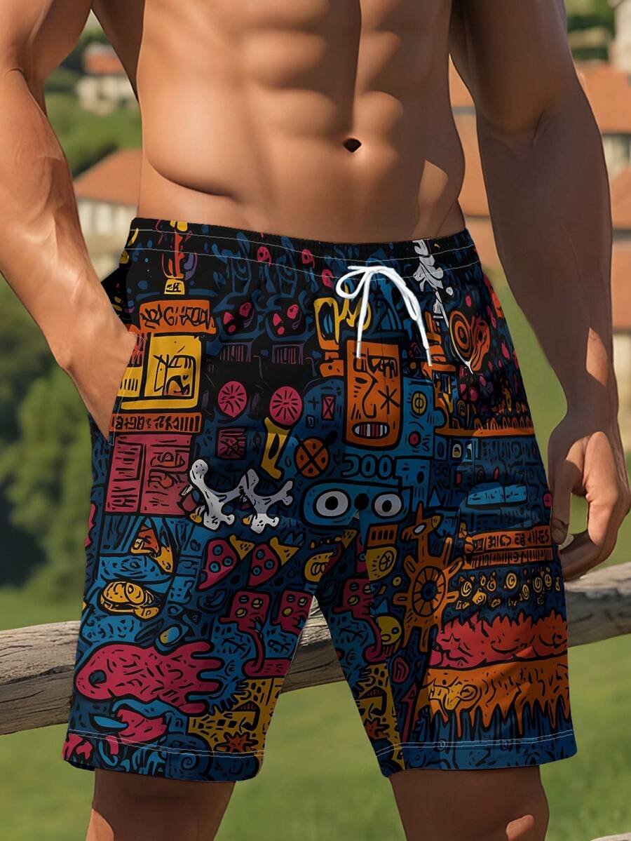 Mens Beach Shorts 3D Digital P - Swim Trunk Shorts recension och pris