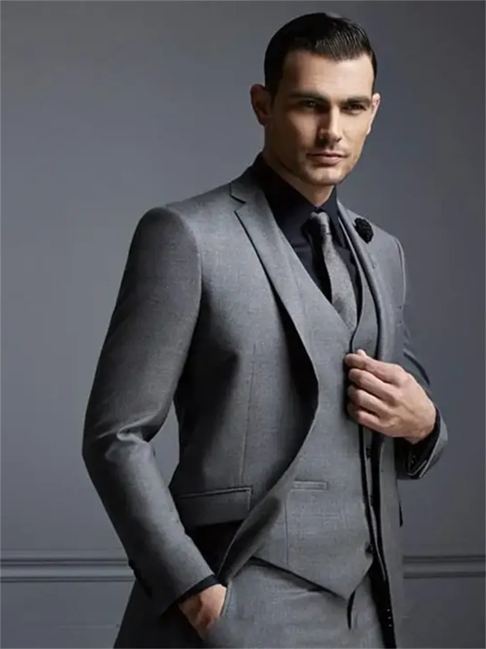 3 pieces Dark Grey Mens Suit N - Mens Fashion Dark Grey Pants recension och pris