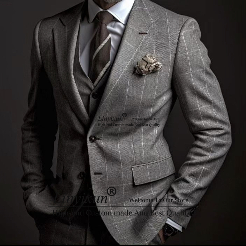 Fashion Dark Grey Plaid Suits  - Mens Fashion Dark Grey Pants recension och pris