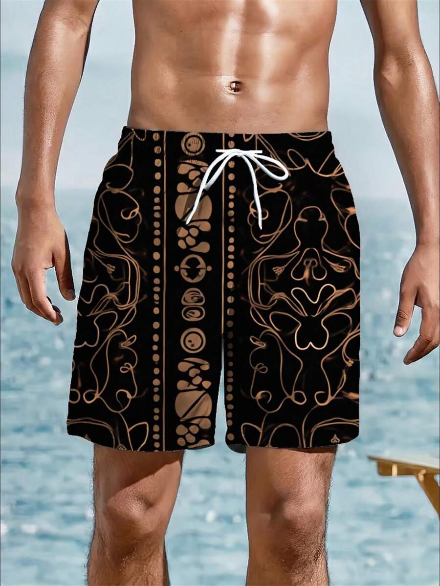 Mens Abstract Geometric Print  - Swim Trunk Shorts recension och pris