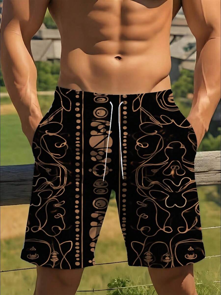 Mens Abstract Geometric Print  - Swim Trunk Shorts recension och pris